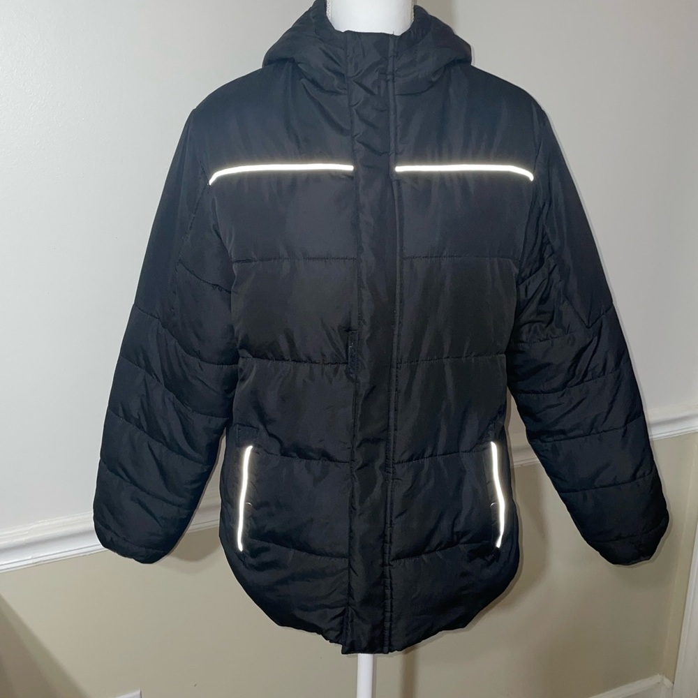Swiss Tech Black Puffer Jacket for Kids, Size XXL, with Soft Lined Hoodie - Picture 2 of 13